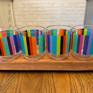 Retro rainbow striped melamine cups (4)